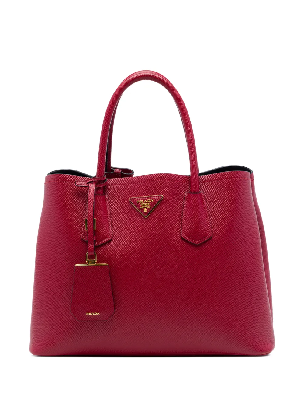 Prada Pre-Owned Borsa a tracolla Cuir Double media in pelle Saffiano 2010-2026 - Rosso