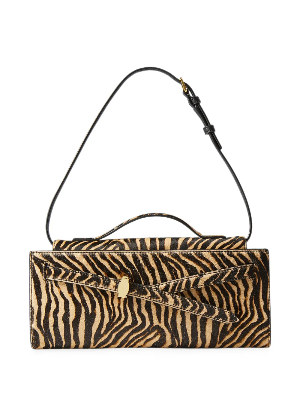 Veronica Beard Dash schoudertas van kalfshaar met zebra-print Beige