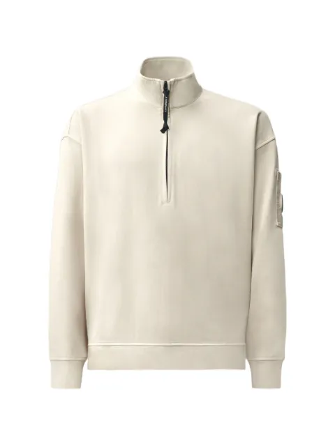 C.P. Company brushed and emerized diagonal-fleece mixed boxy Lens half-zip sweatshirt