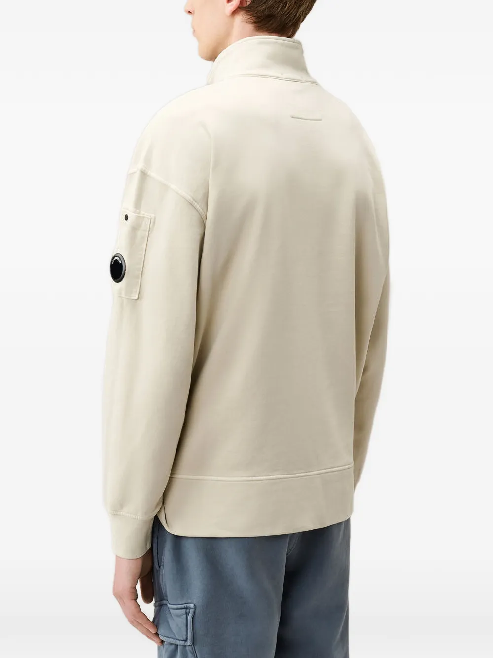 C.P. Company Geborstelde en gemêleerde fleece boxy Lens sweater met halve rits Beige