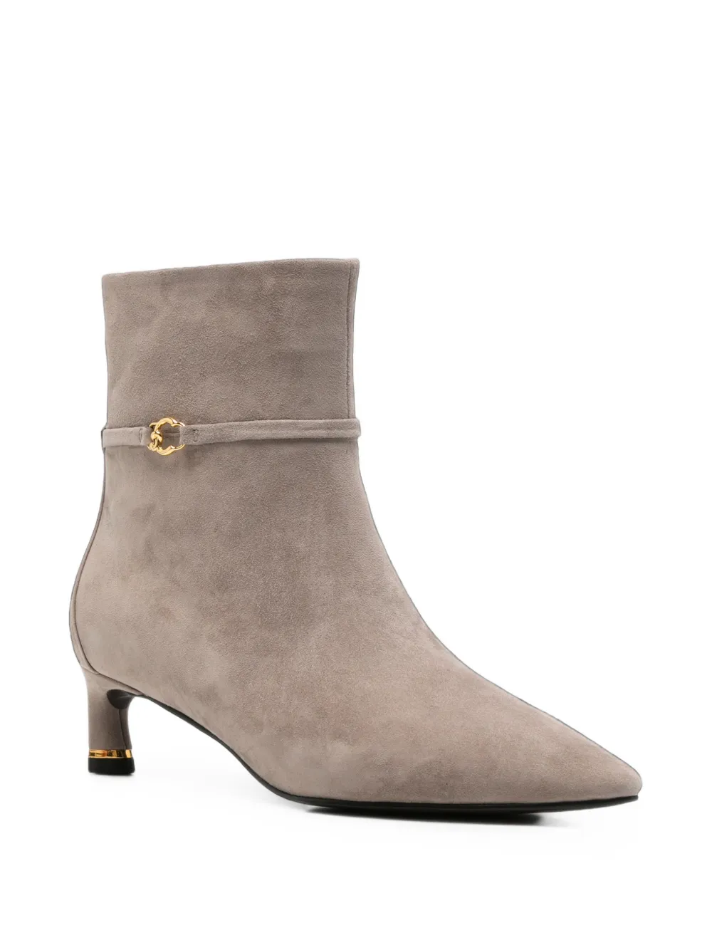 Coccinelle C-Look pointed-toe buckled ankle boots Beige