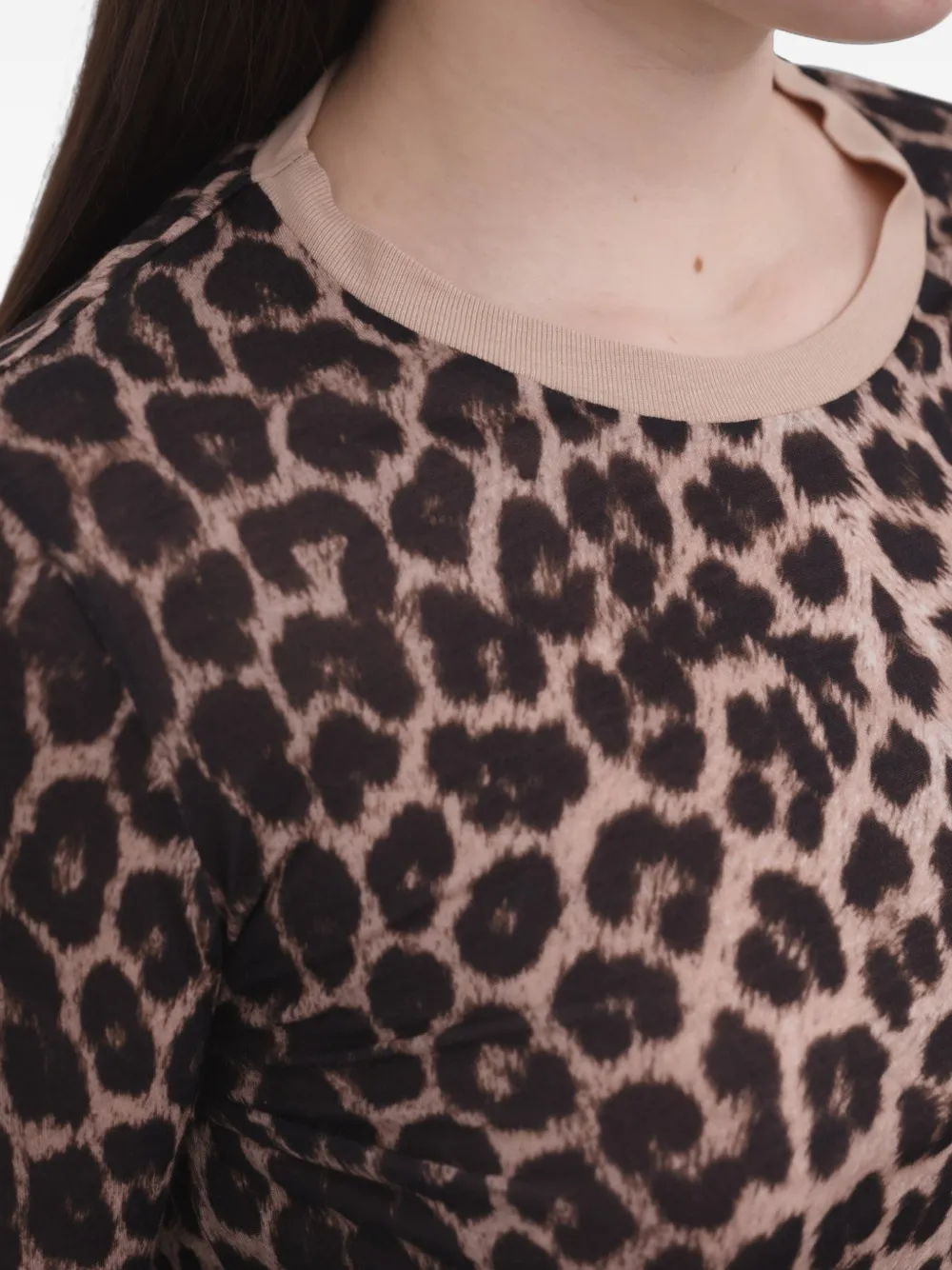 Baserange leopard-print long-sleeve T-shirt Beige