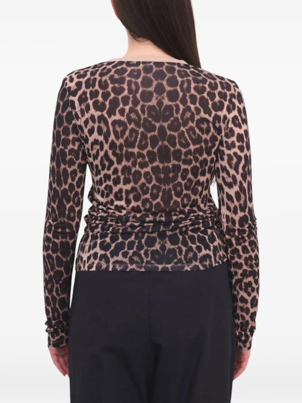 Baserange leopard-print long-sleeve T-shirt Beige