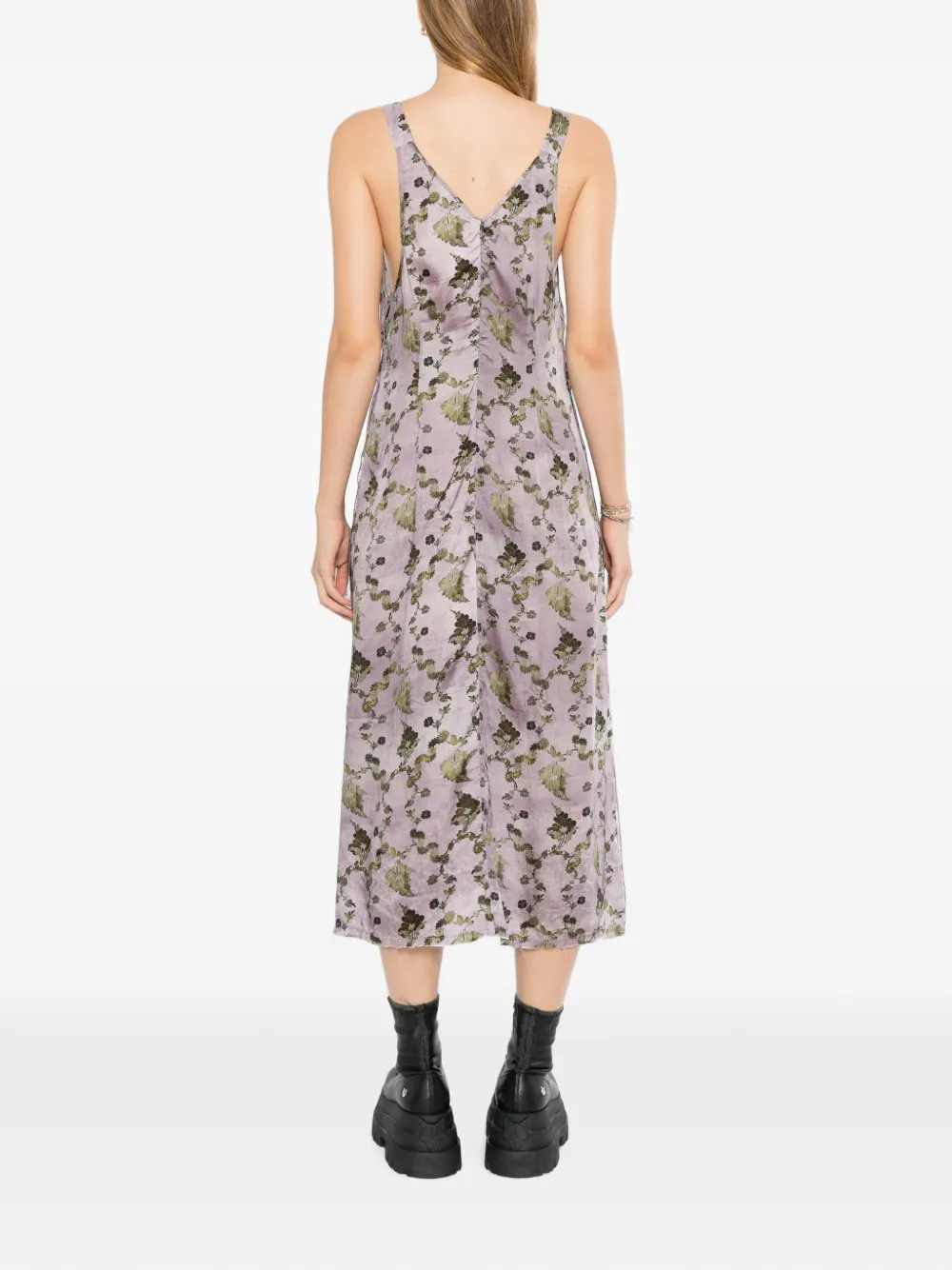 R13 Grunge Floral Slip Dress in Purple, view 4