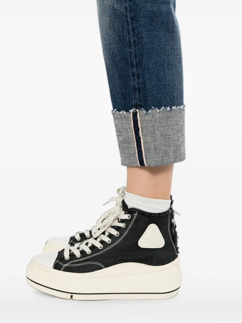 R13 Jeans met selvedge manchetten Blauw