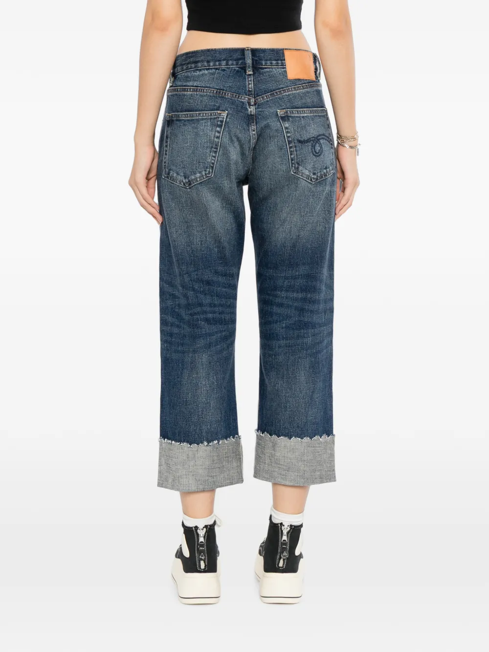 R13 Selvedge-cuff Whiskered Jeans in Blue, view 4