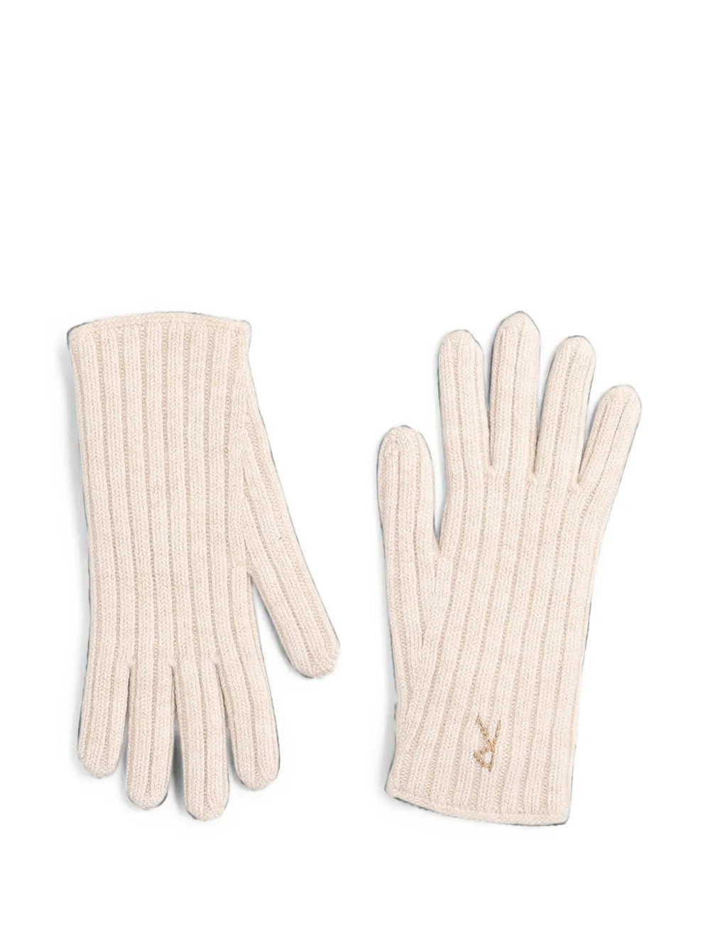 Ruslan Baginskiy ribbed-knit monogram gloves Beige