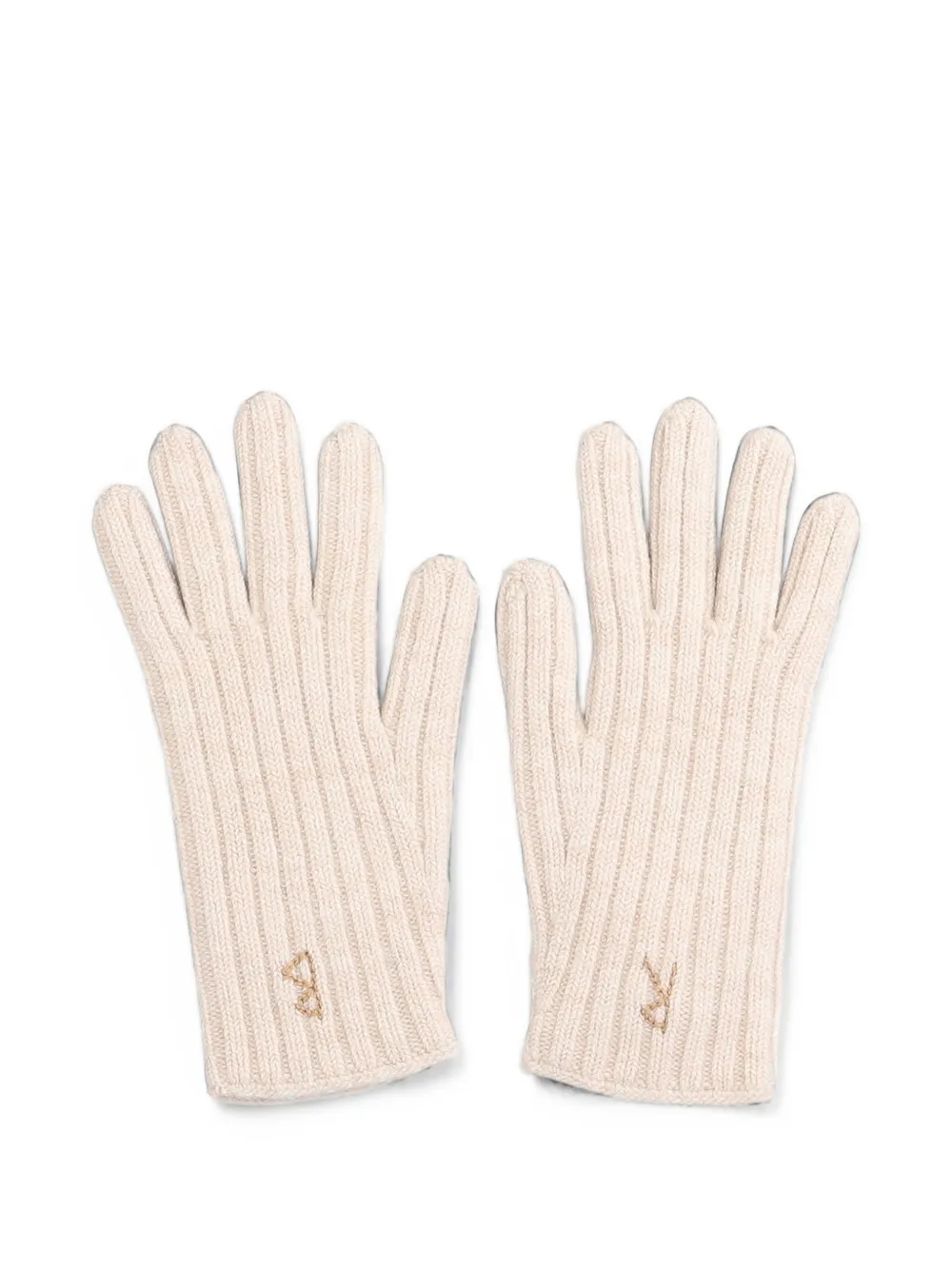 Ruslan Baginskiy Ribbed-knit Monogram Gloves In Neutrals