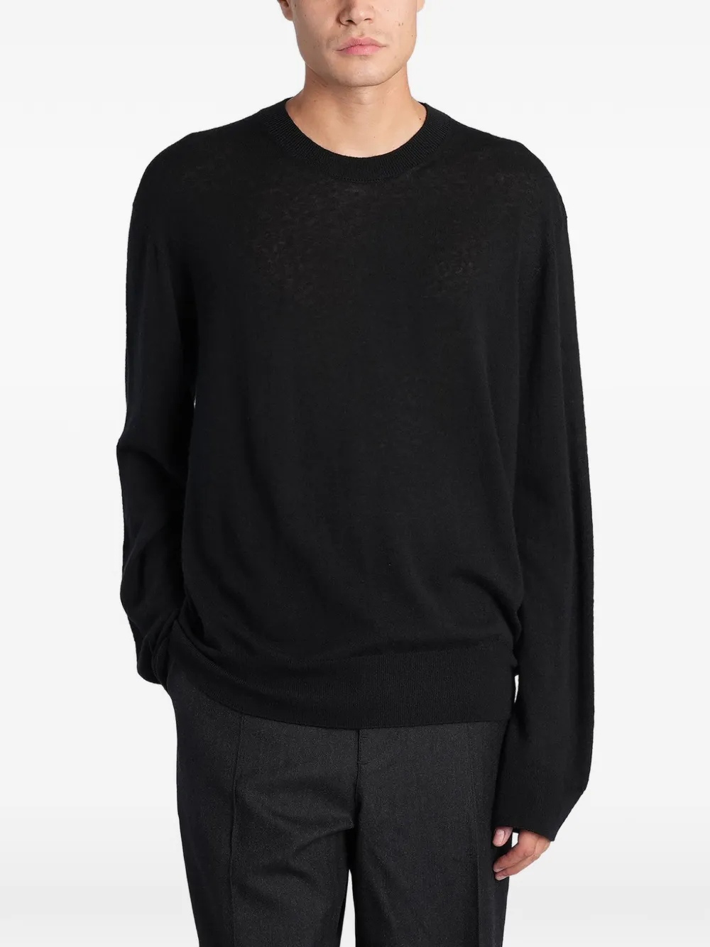 ANIPS crew-neck ribbed-trim sweater - Black