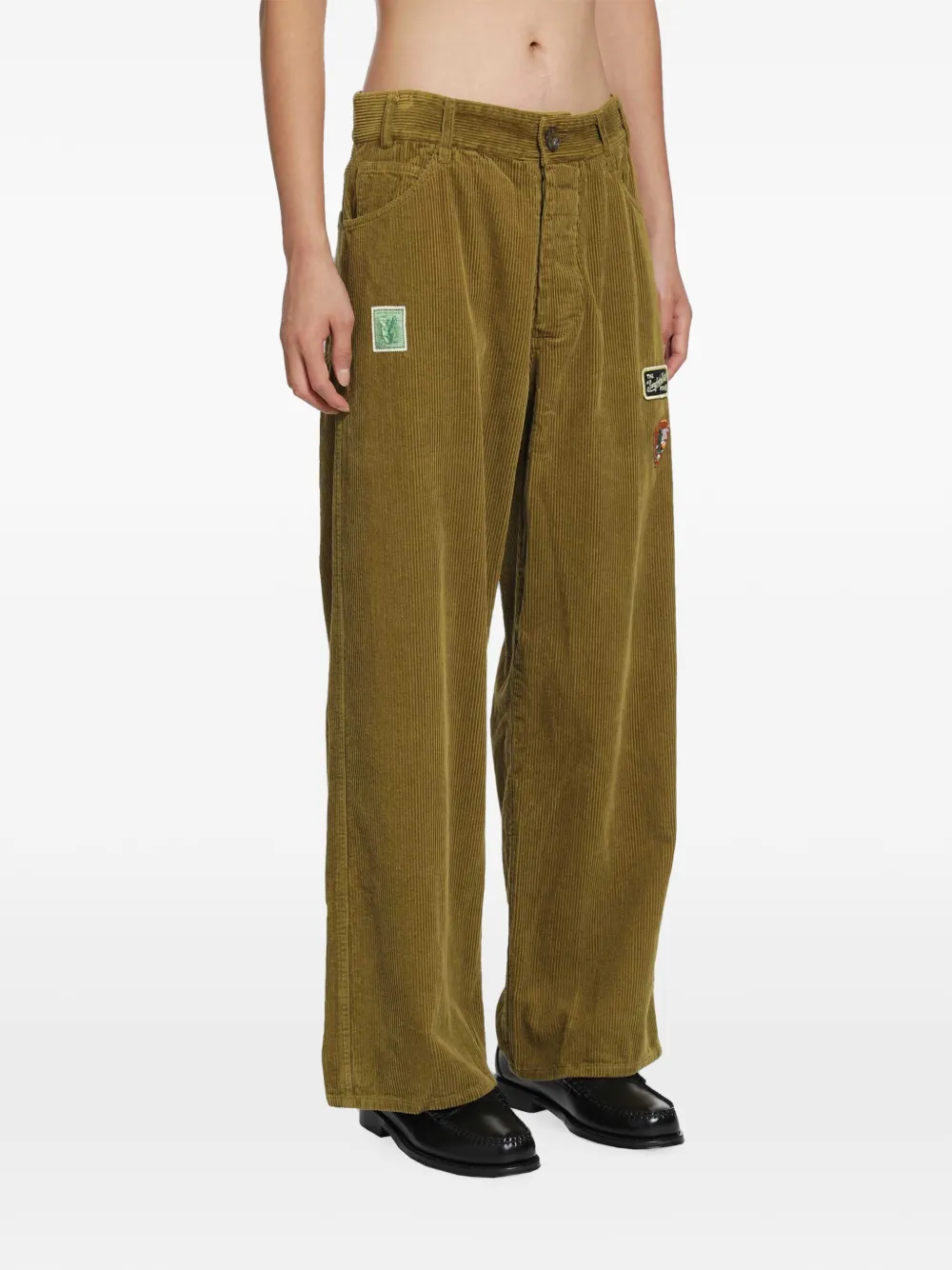 Song For The Mute Baggy ribfluwelen broek met patch Geel