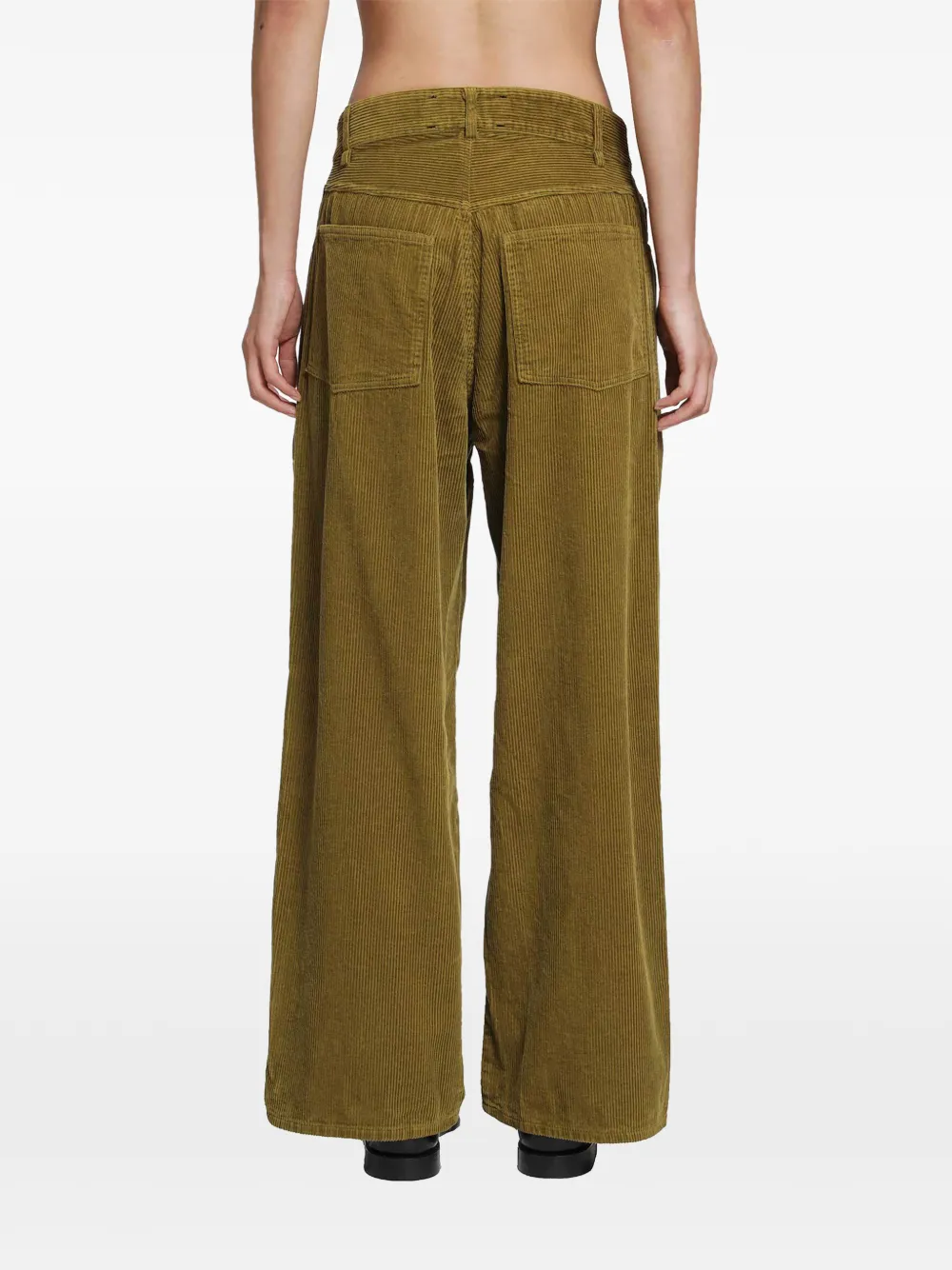Song For The Mute Baggy ribfluwelen broek met patch Geel