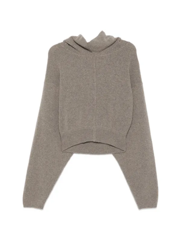 Rick Owens Ribbed-hem Hoodie in Grey