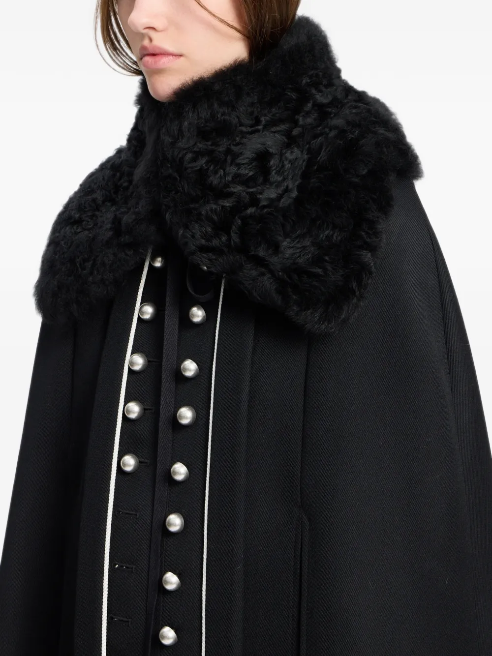 Ann Demeulemeester Curled Shearling Collar in Black, view 3