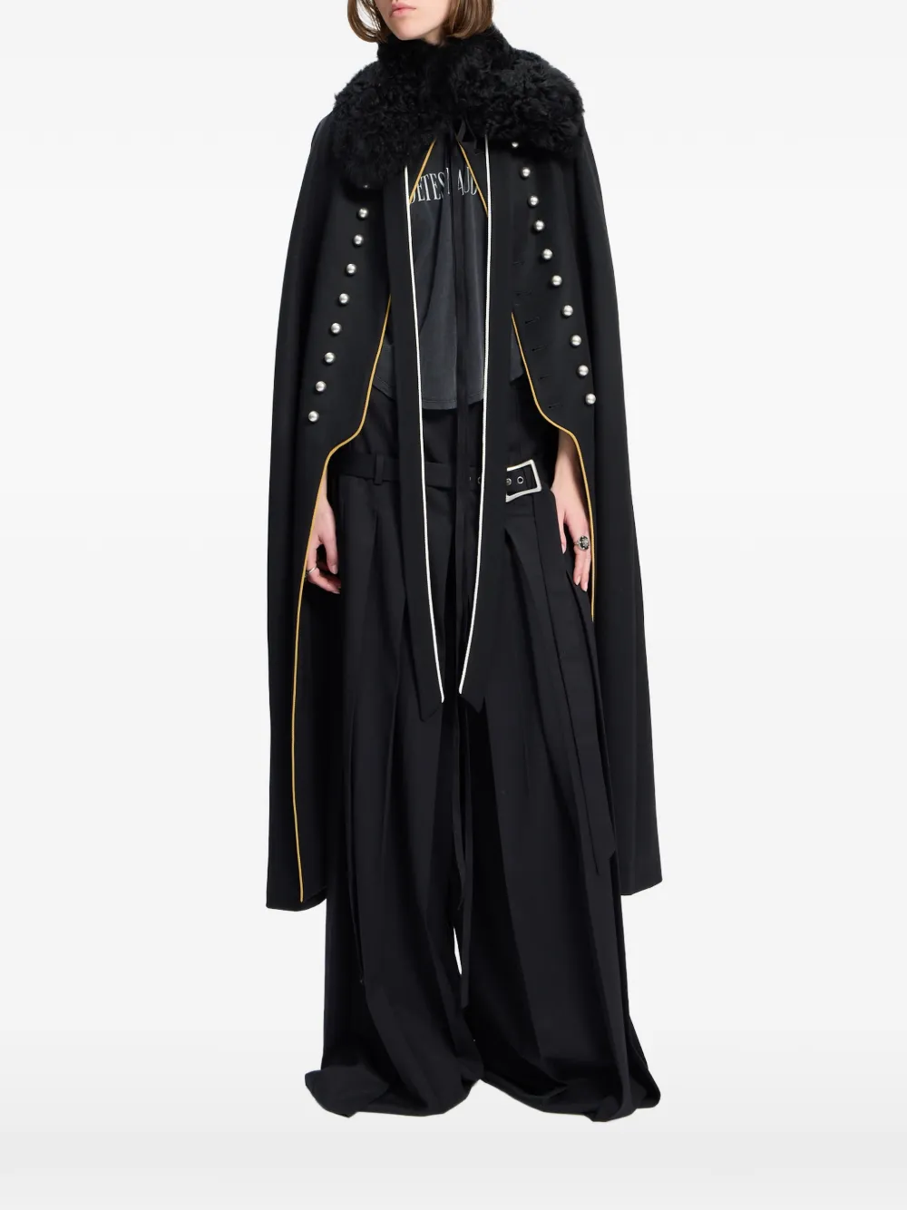 Ann Demeulemeester Colletto in shearling arricciato - Nero