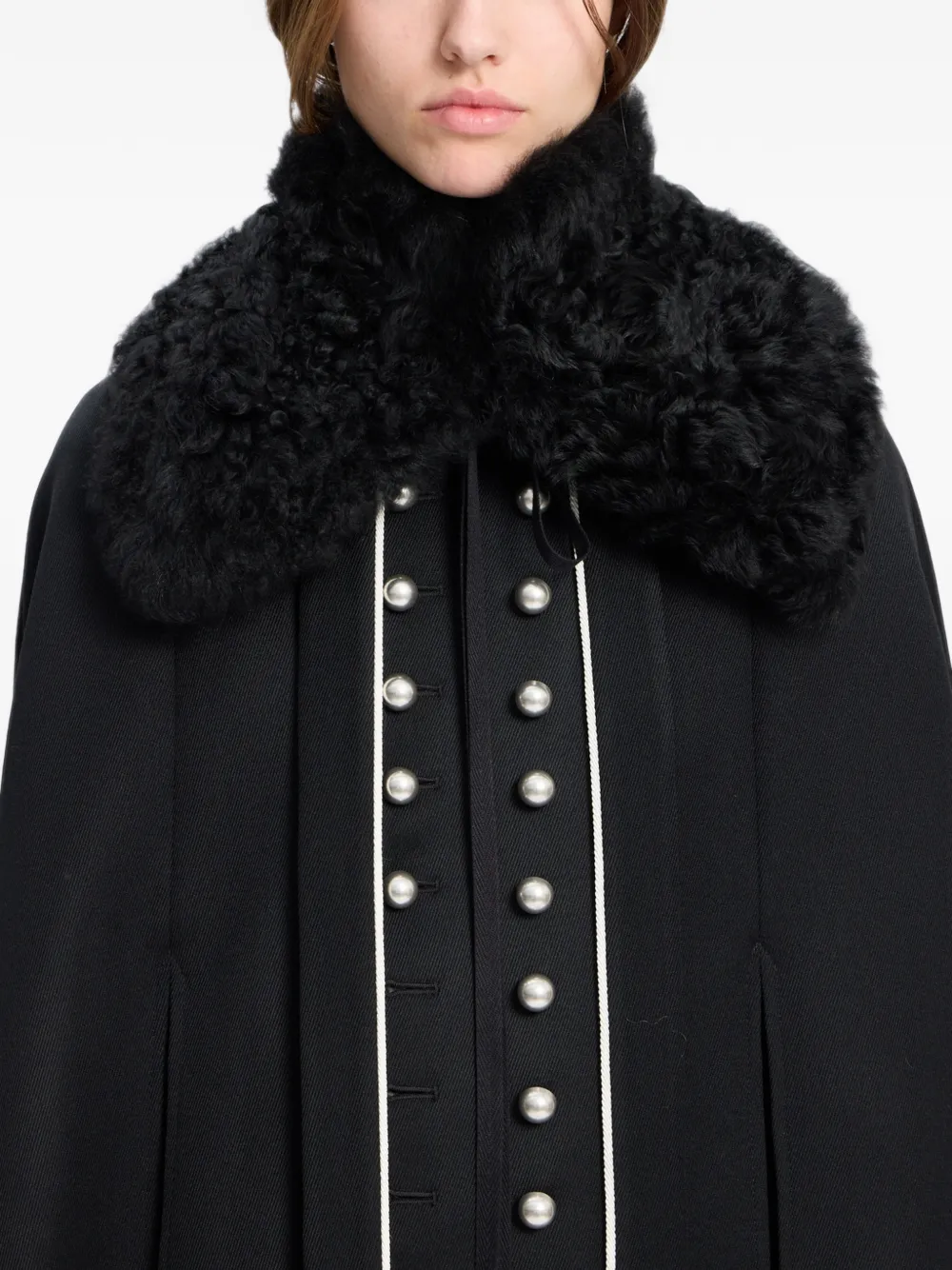 Ann Demeulemeester Curled Shearling Collar in Black, view 2