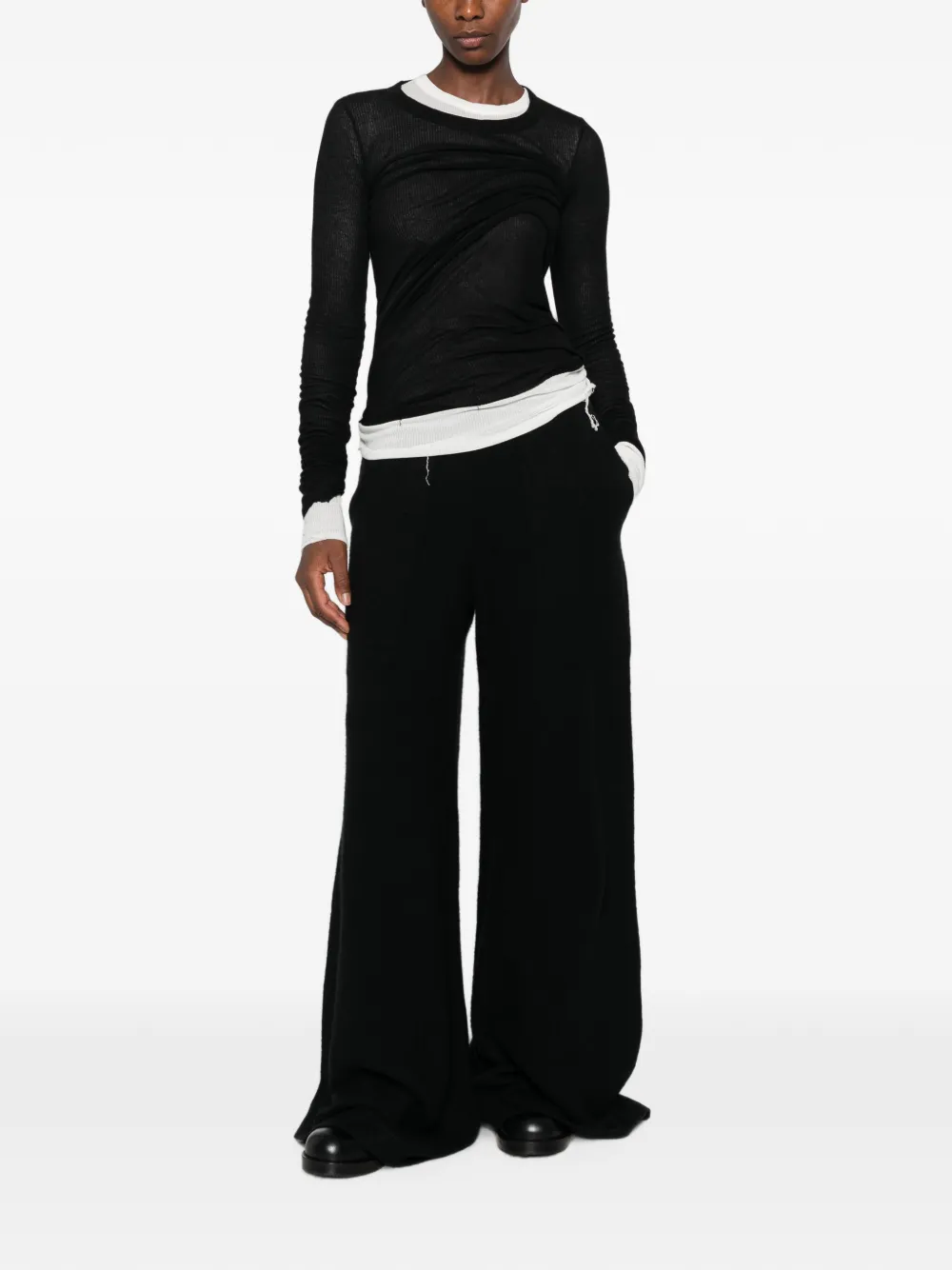 Rick Owens ribbed-waist trousers Zwart