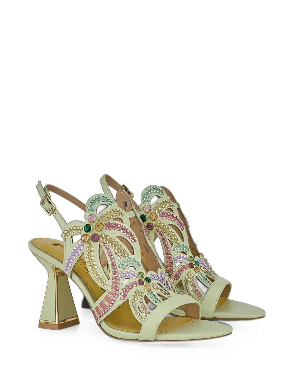 Kat Maconie Kiawa crystal-embellished cut-out sandals Groen