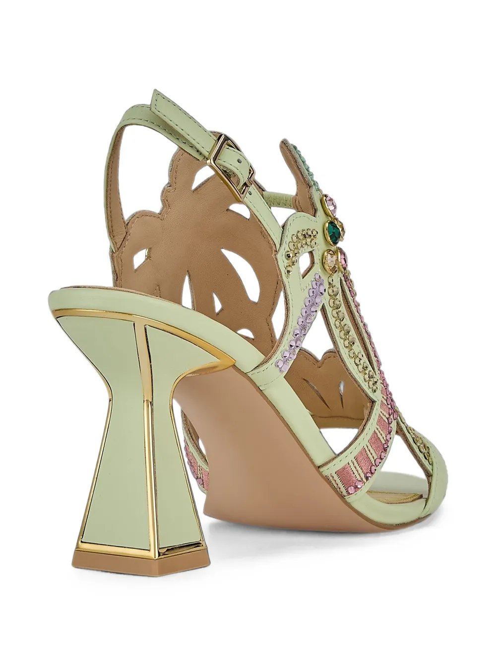 Kat Maconie Kiawa crystal-embellished cut-out sandals Groen
