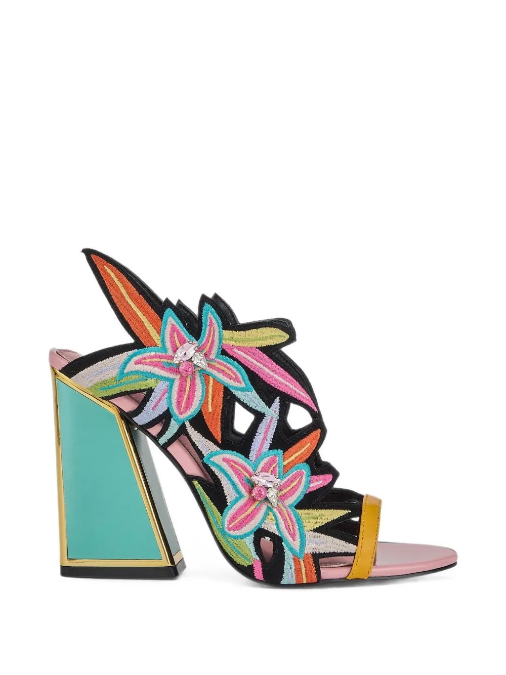 Kat Maconie Diva Dee embroidered crystal-embellished sandals Zwart