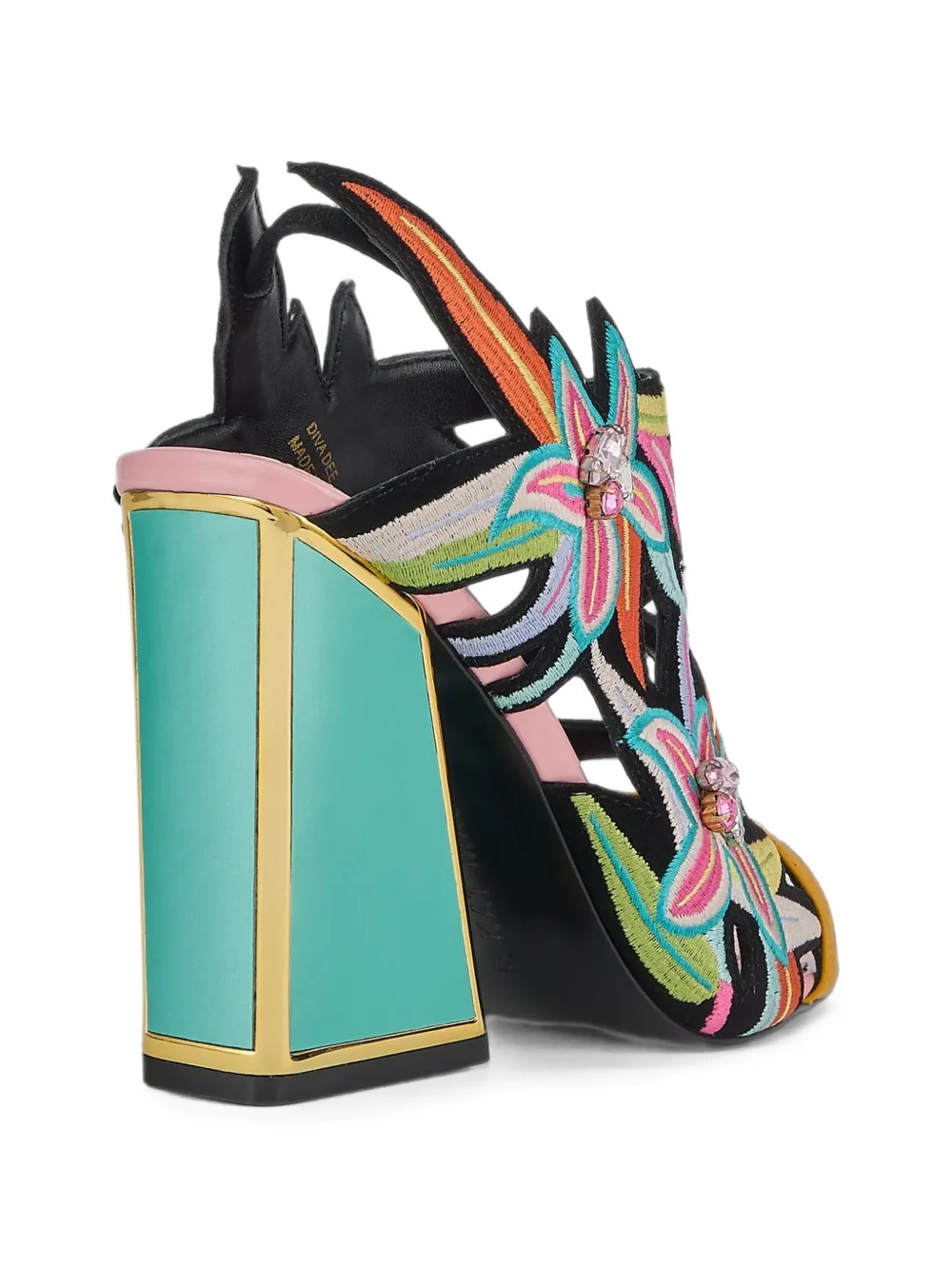 Kat Maconie Diva Dee embroidered crystal-embellished sandals Zwart