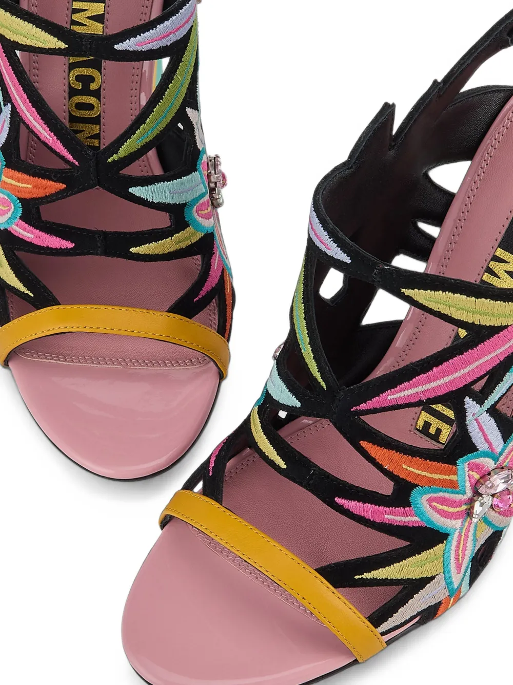 Kat Maconie Diva Dee embroidered crystal-embellished sandals Zwart