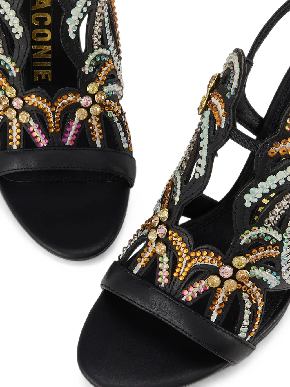 Kat Maconie Kiawa crystal-embellished cut-out sandals Zwart