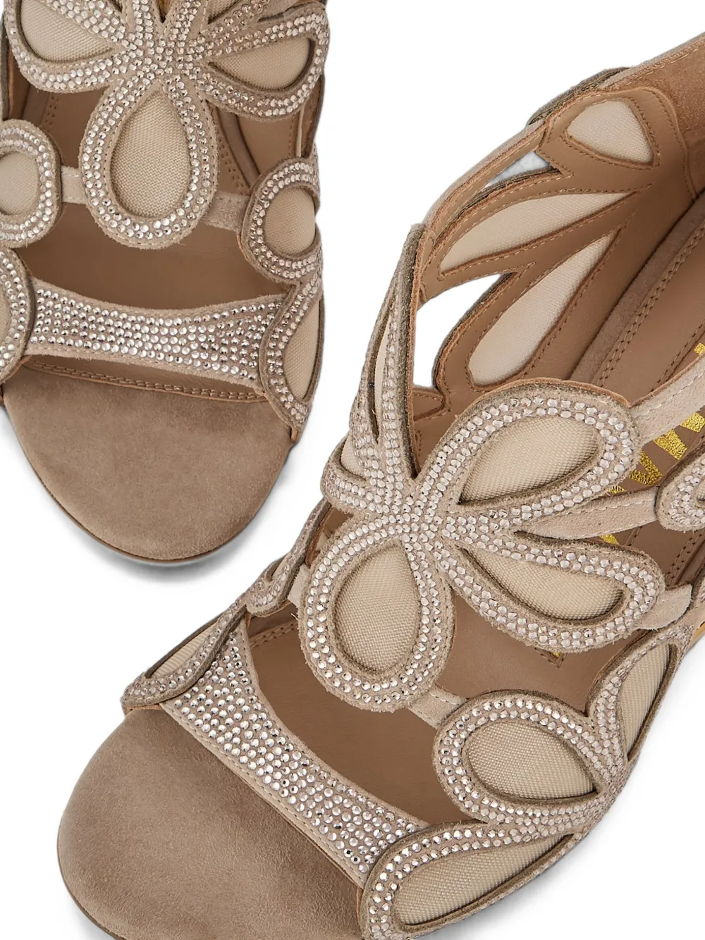 Kat Maconie Nina crystal-embellished cutout sandals Beige
