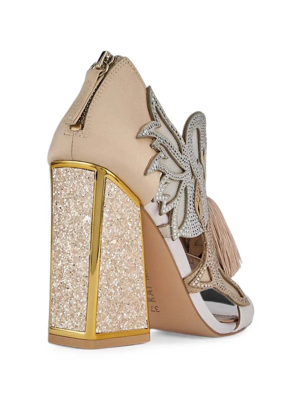 Kat Maconie Aya Anch crystal-embellished sandals Beige