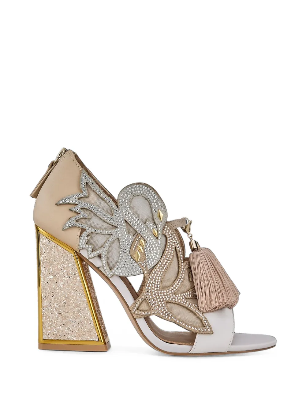 Kat Maconie Aya Anch crystal-embellished sandals Beige