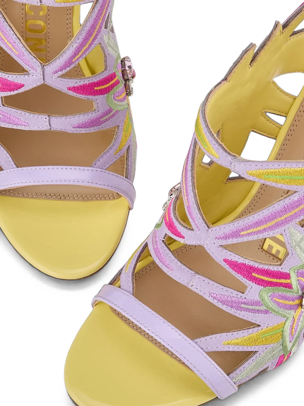 Kat Maconie Diva Dee embroidered crystal-embellished sandals Paars