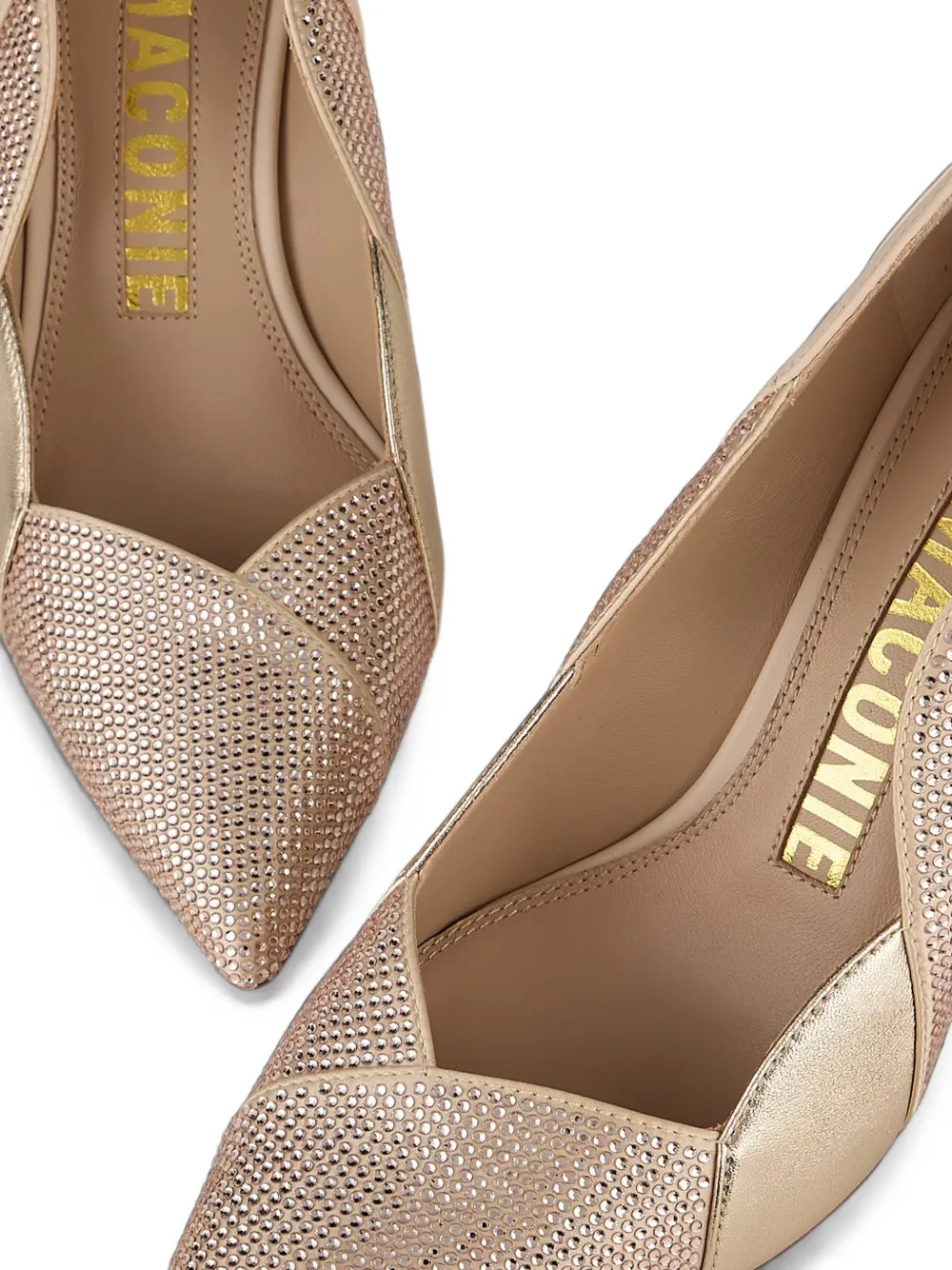 Kat Maconie Divina crystal-embellished pointed-toe pumps Beige