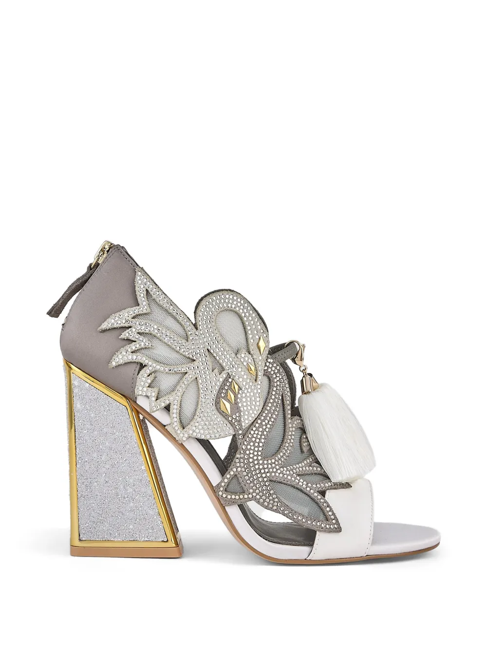 Kat Maconie sandales Aya Anch à ornements en cristal - Gris
