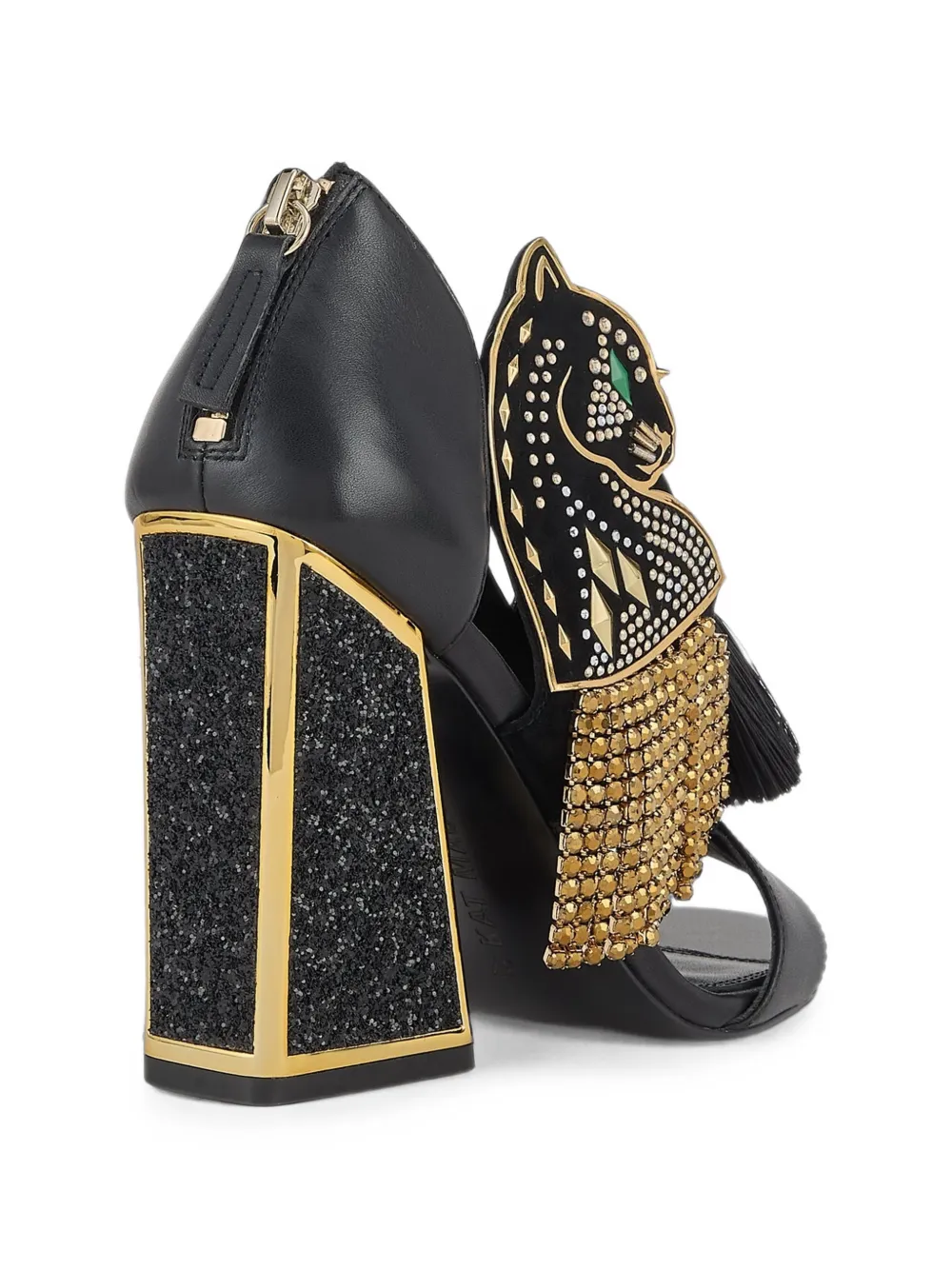 Kat Maconie Aya Panther-motif sandals Zwart