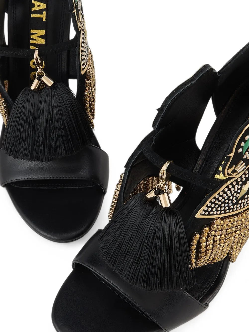 Kat Maconie Aya Panther-motif sandals Zwart