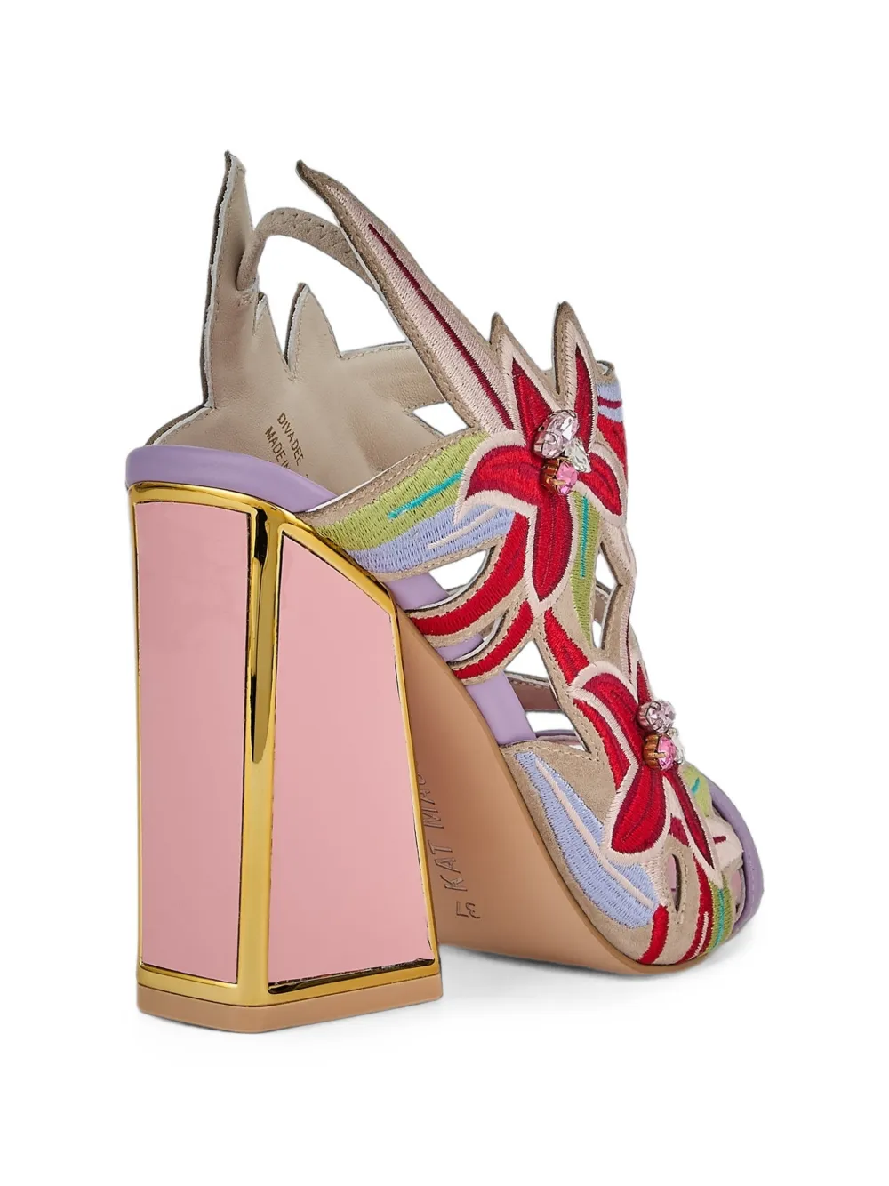 Kat Maconie Diva Dee floral-embroidered sandals Roze
