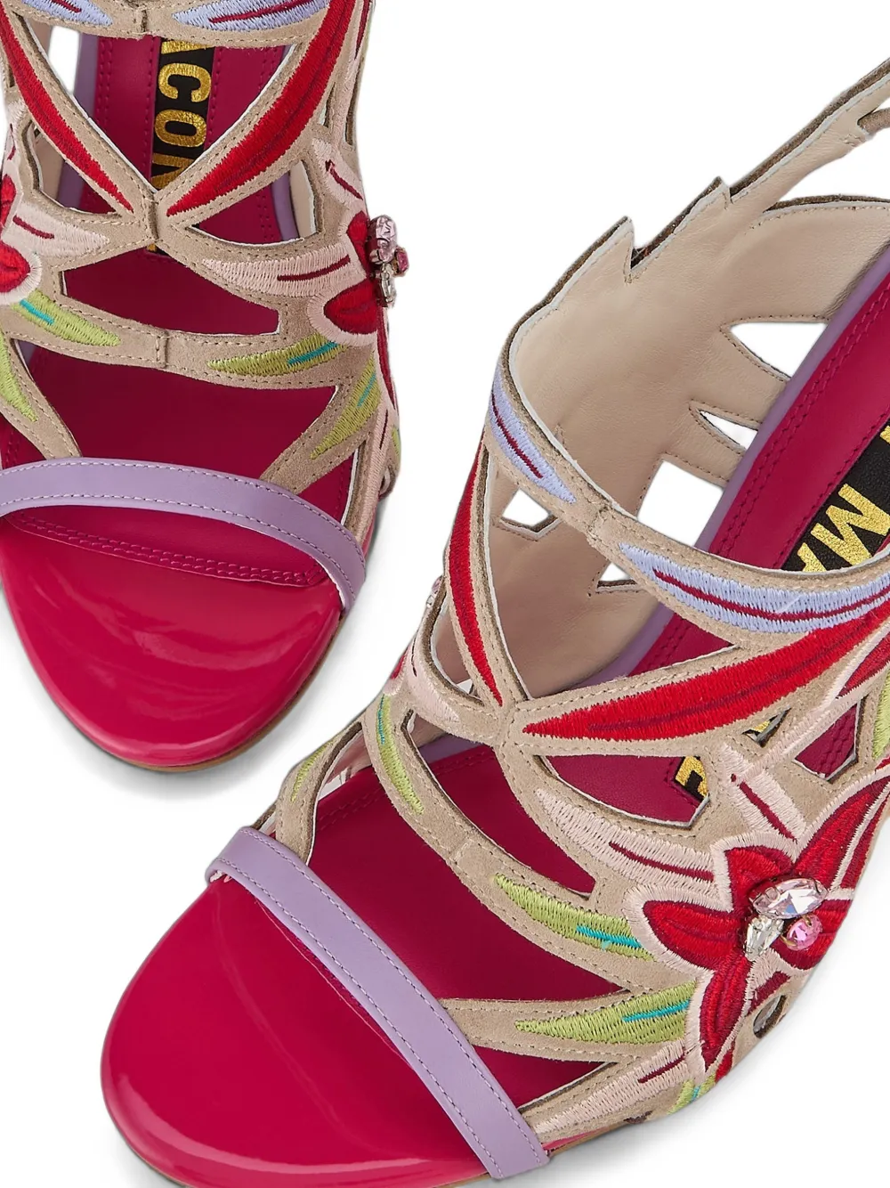 Kat Maconie Diva Dee floral-embroidered sandals Roze