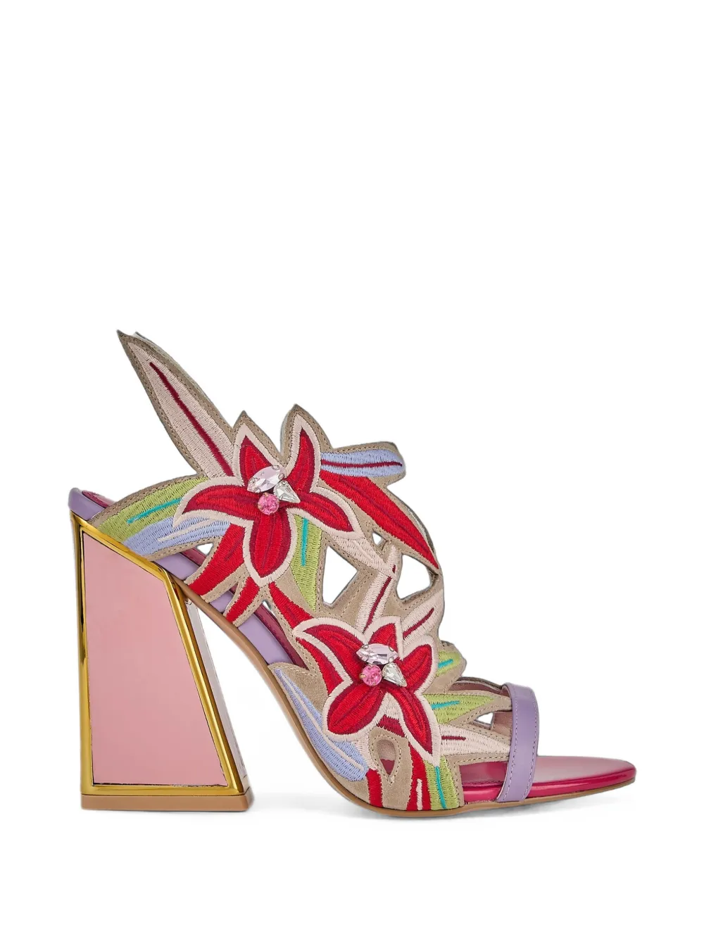 Kat Maconie Diva Dee floral-embroidered sandals Roze