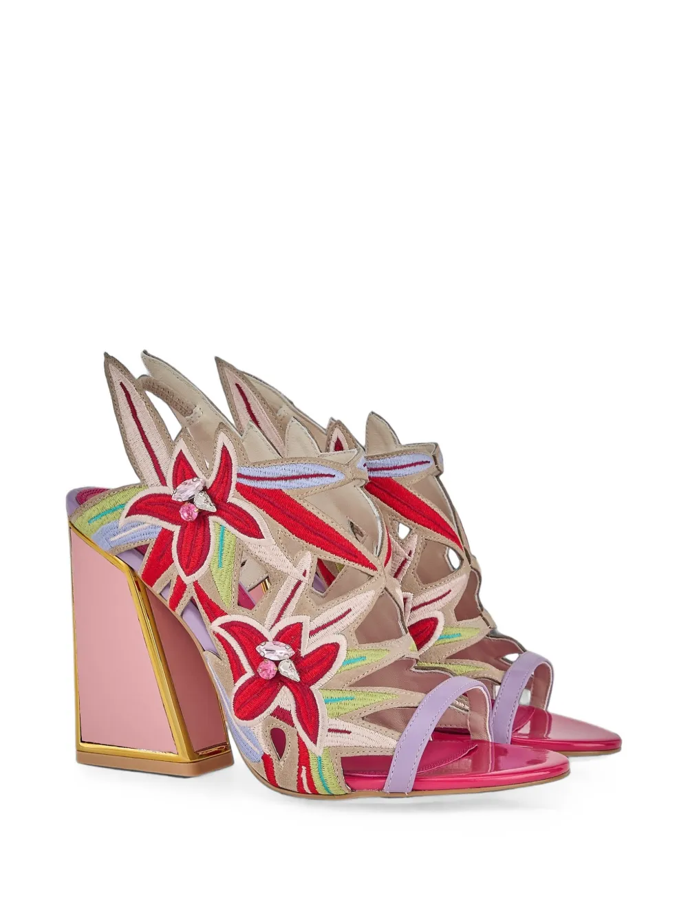 Kat Maconie Diva Dee floral-embroidered sandals Roze