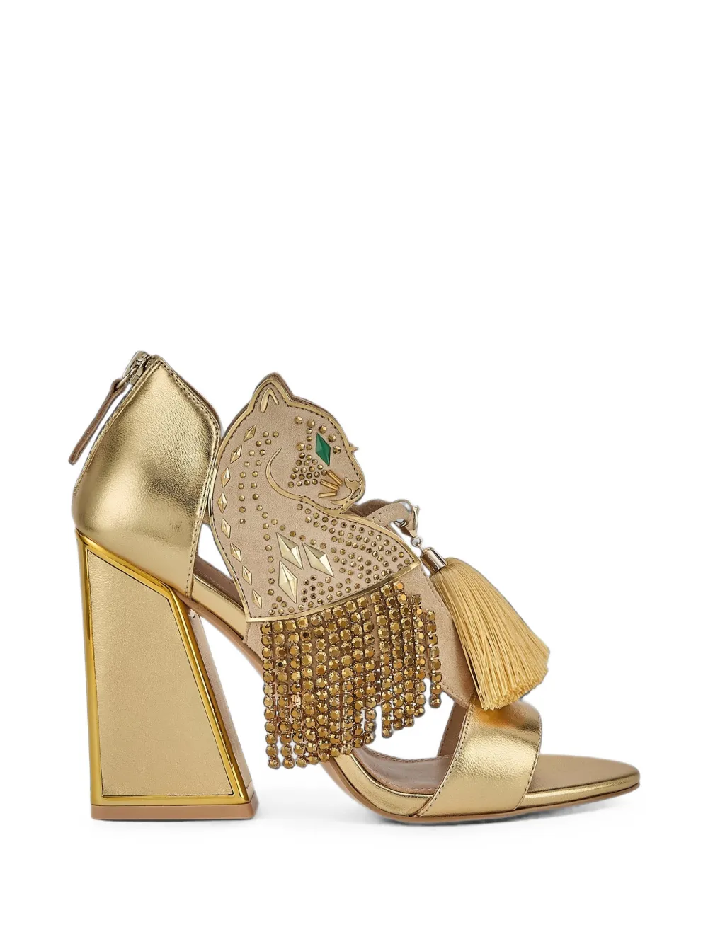 Kat Maconie Aya Panther embellished leopard-motif sandals