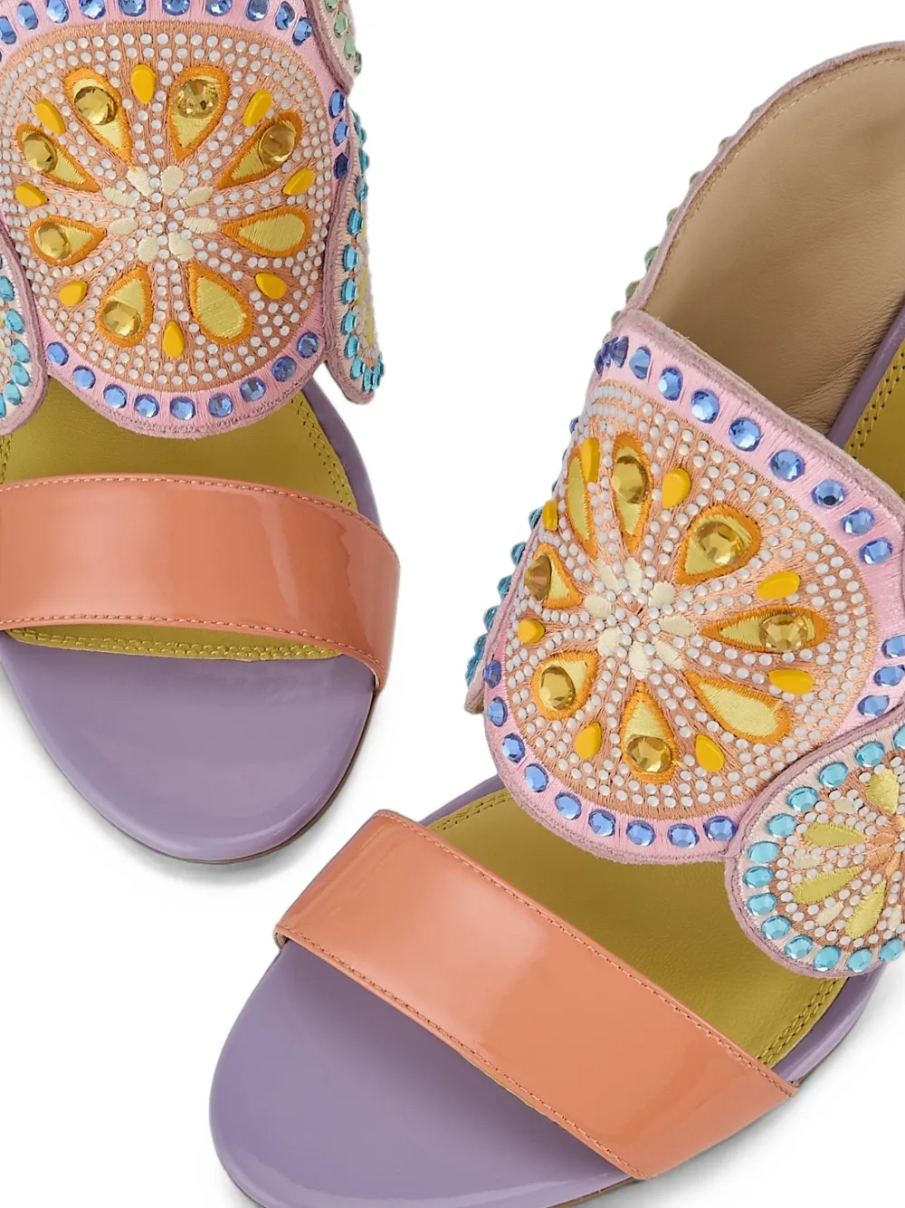 Kat Maconie Frida crystal-embellished sandals Roze