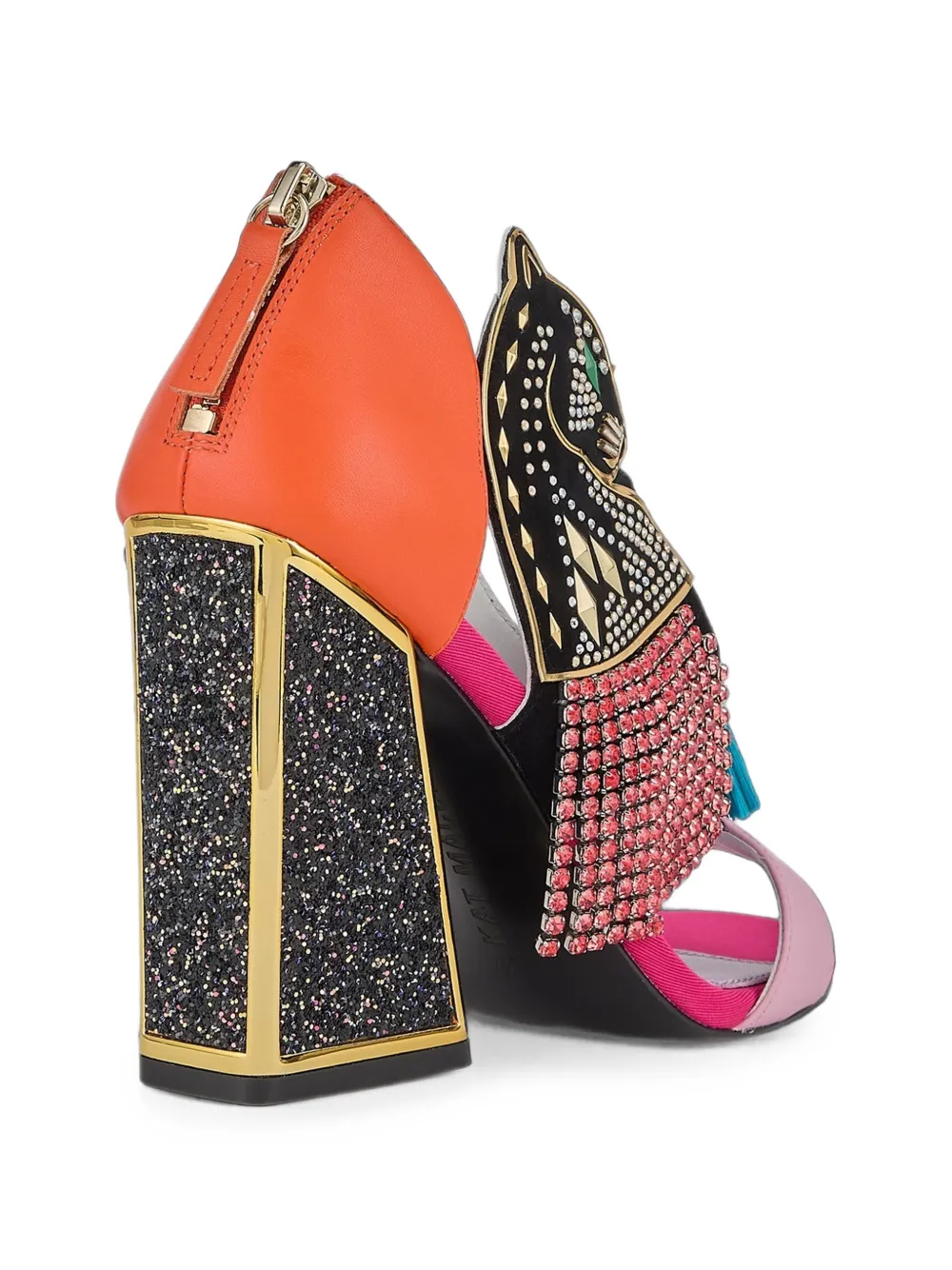 Kat Maconie Aya Panther embellished sandals Zwart