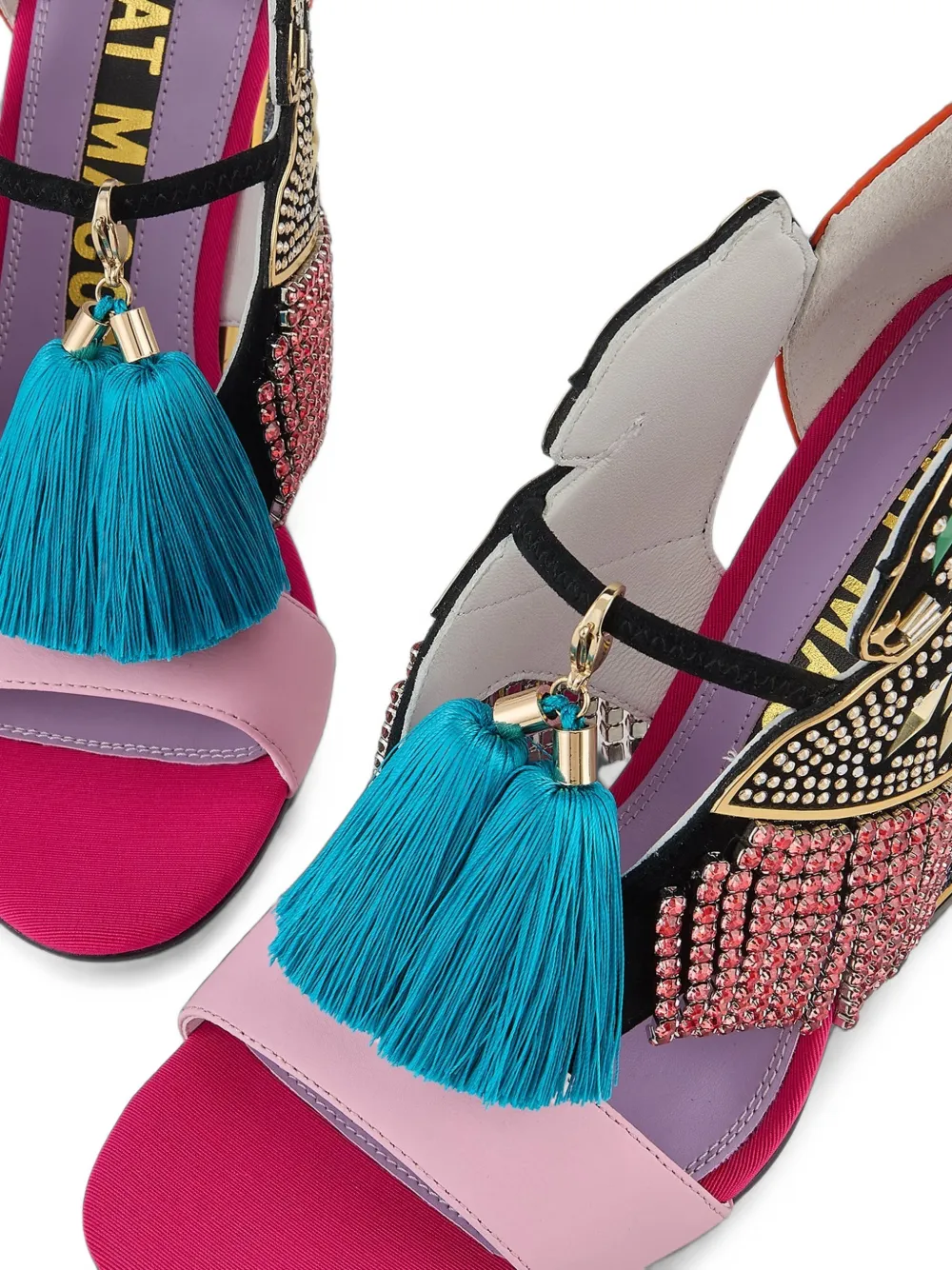 Kat Maconie Aya Panther embellished sandals Zwart