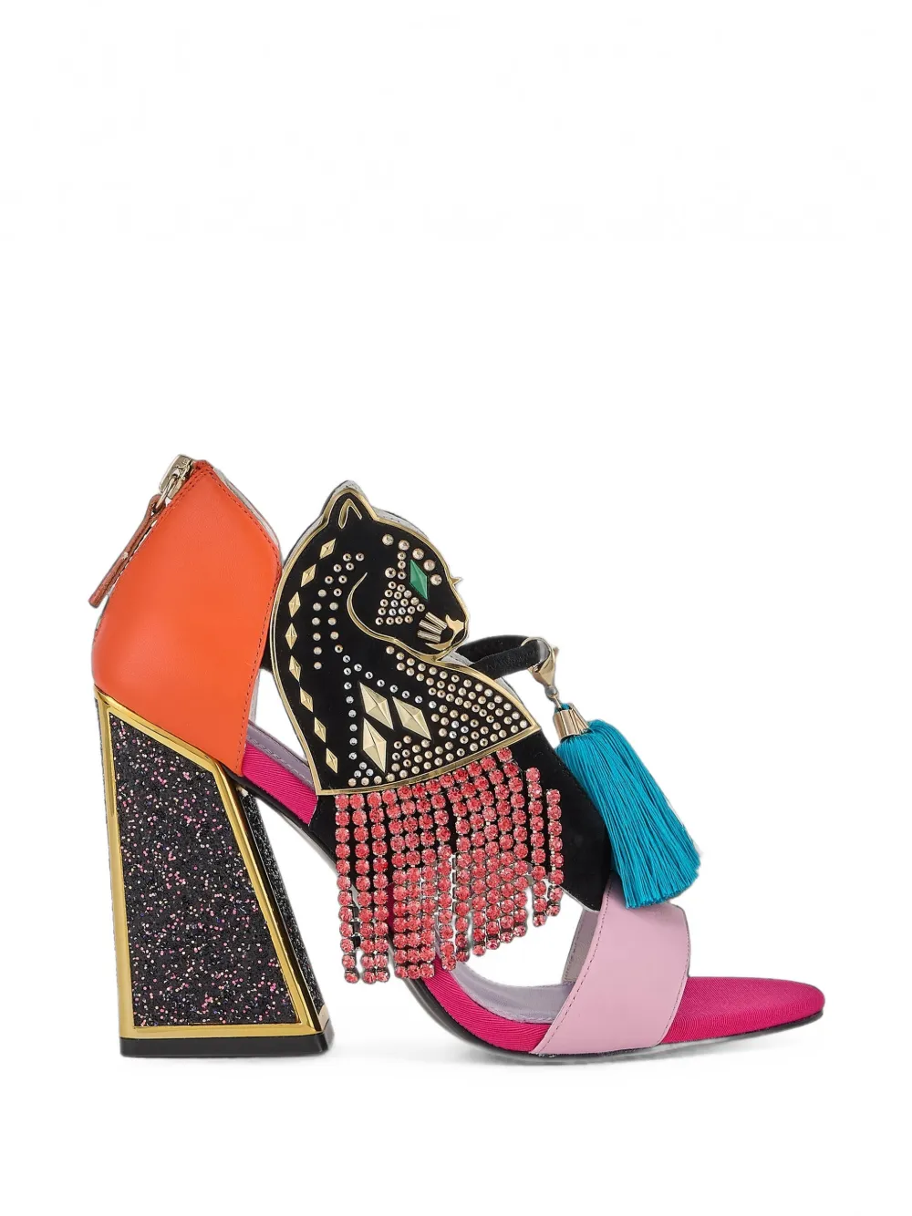 Kat Maconie Aya Panther embellished sandals Zwart