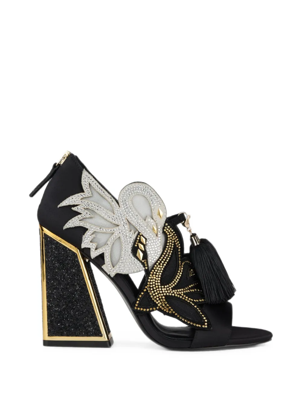 Kat Maconie Aya Anch Crystal-embellished Sandals In Black