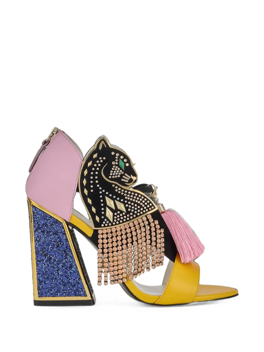 Kat Maconie sandales Aya Panther ornées de cristaux - Rose
