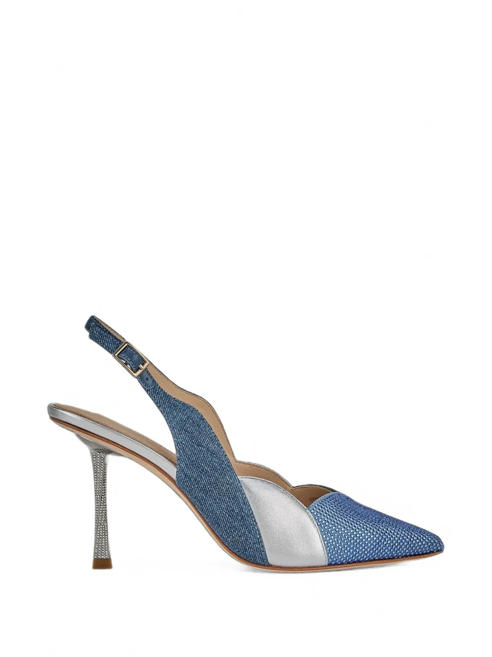 Kat Maconie Crystal-embellished Slingback Pumps In Blue