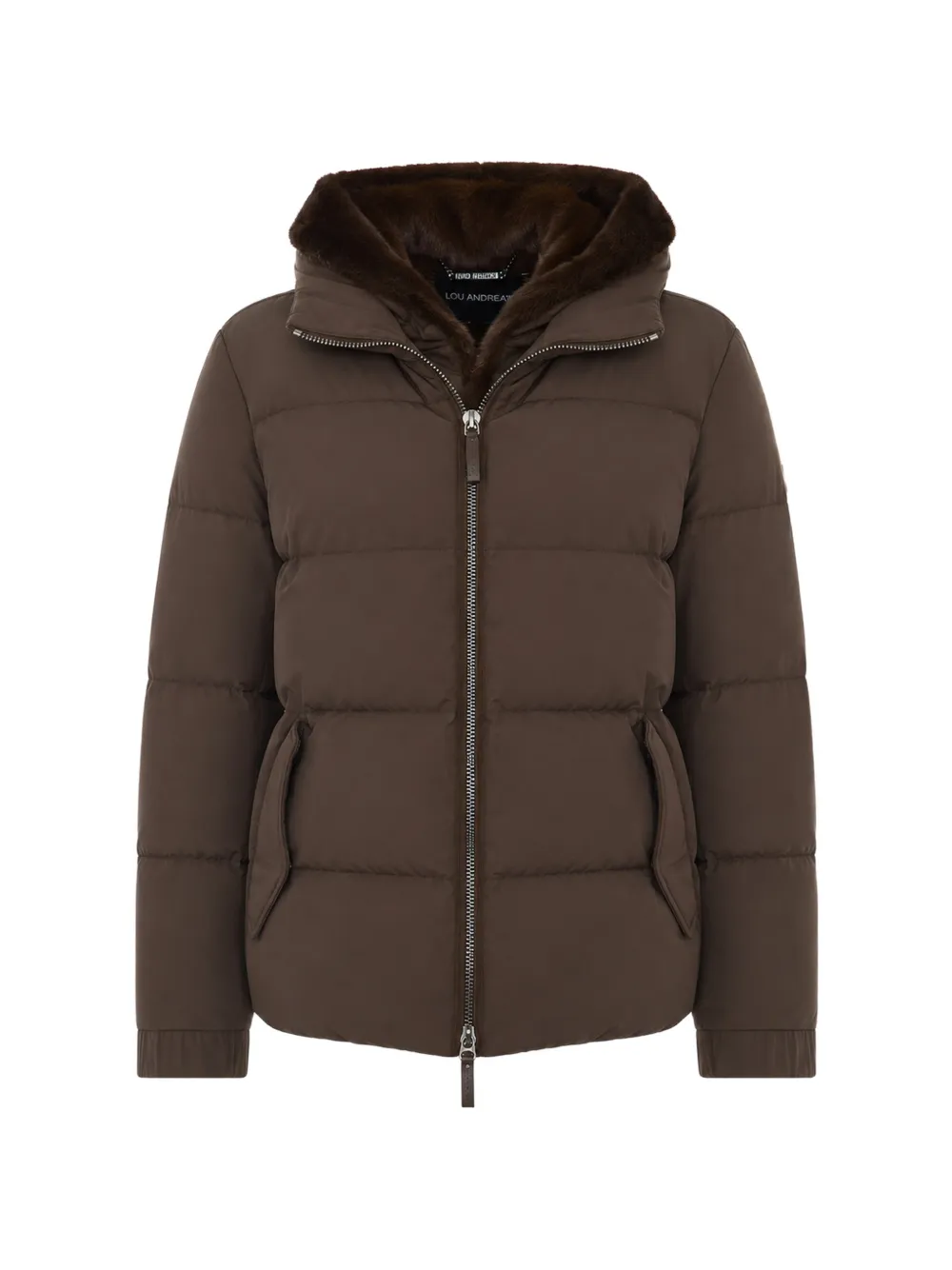 Lou Andrea Fur-trimmed Hooded Puffer Jacket In Brown