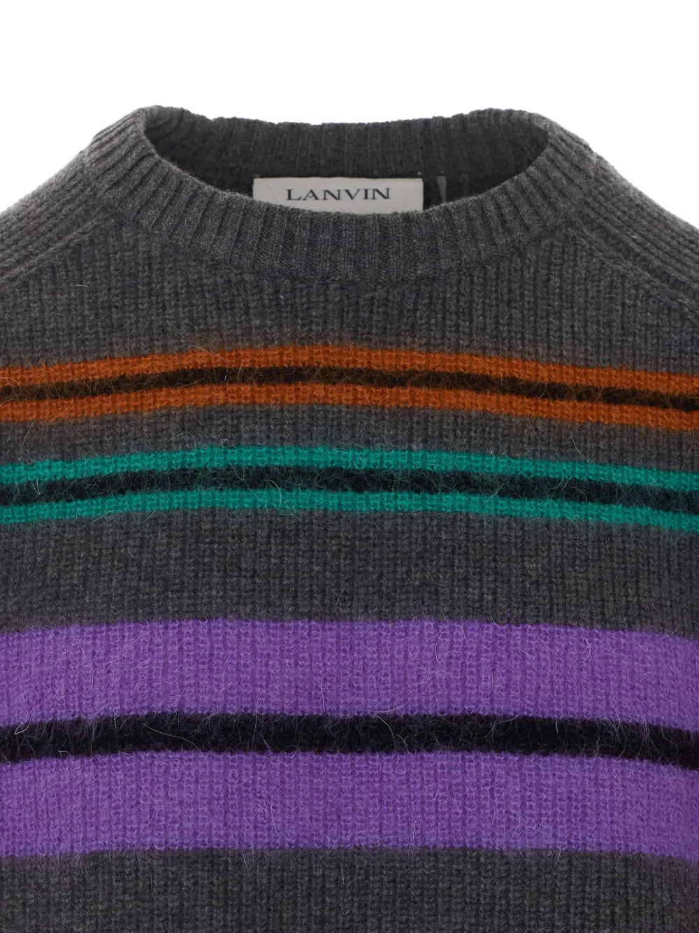 Lanvin Ribgebreide gestreepte trui Grijs