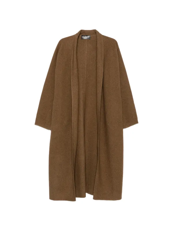 Cortana Nur Shawl-collar Open-front Coat in Brown