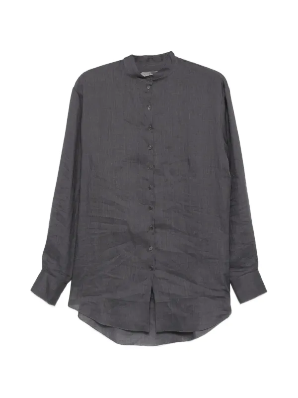Cortana Raoul Mandarin-collar Button-up Shirt in Grey